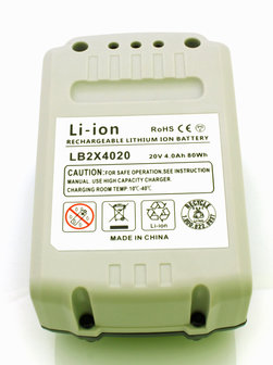 Li-ion battery, 4000 mAh, 20V, for Black&amp;Decker powertools